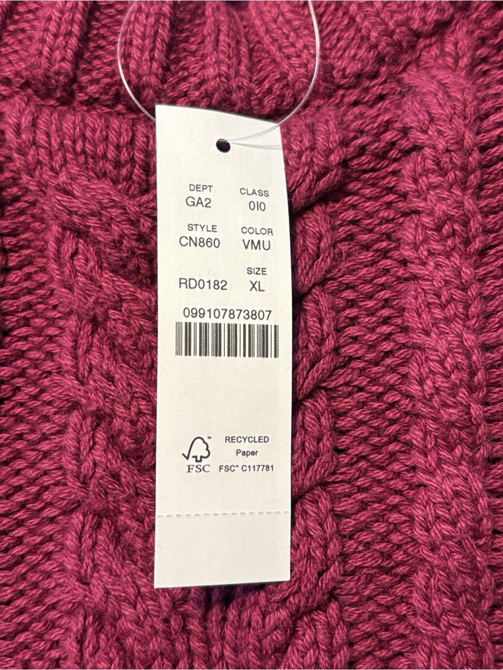 J. Crew Cable Knit Crewneck Sweater XL Vivid Mulberry 100% Cotton Casual NWT - Picture 6 of 6